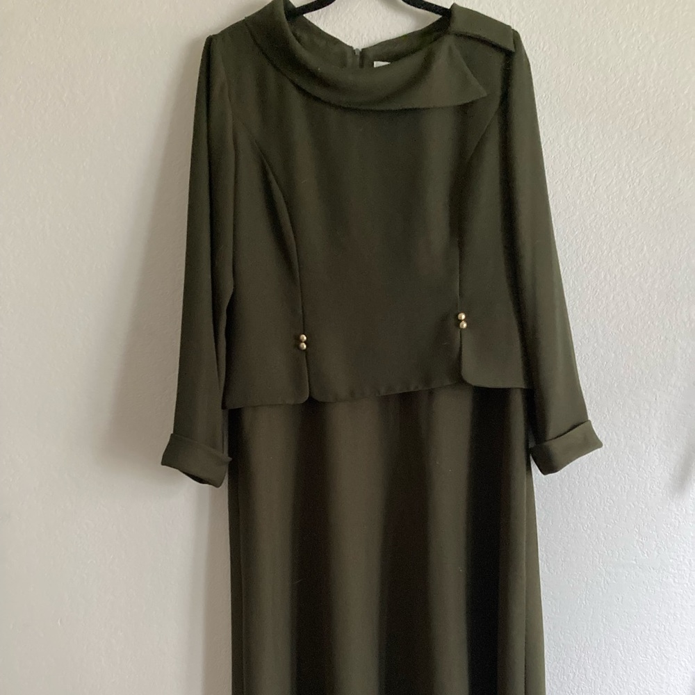 Long olive green vintage dress